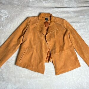 Eileen Fisher goat suede lightweight burnt orange blazer